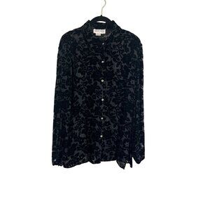 Suchada Burnout Floral Top M Black Preppy Western Boho Whimsigoth Classic 80s